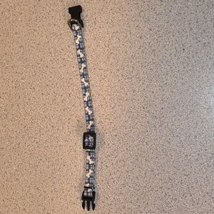 Blue & Black With White Bones Dog Collar-NWOT